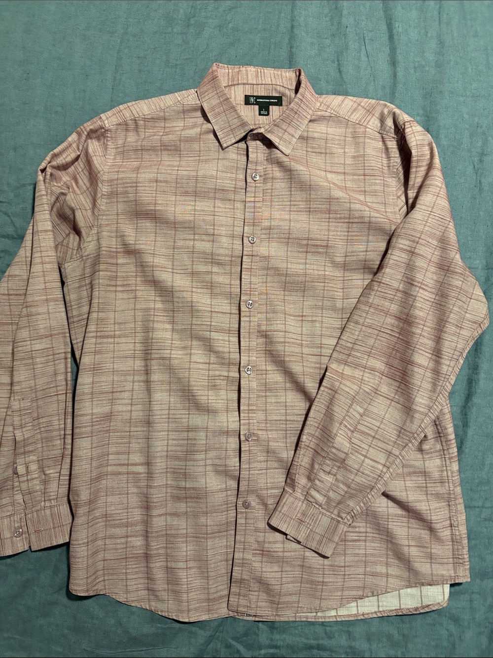 INC International Concepts Men's Button-Down Plaid Shirt - Pink
